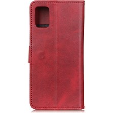 Seashell Digital Samsung Galaxy A31-RED Için Cüzdan Cep Telefonu Kılıfı Mat Deri Deri Stand Kapağı (Yurt Dışından)