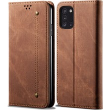 Seashell Digital Kot Bez Deri Deri Cüzdan Cep Telefonu Samsung Galaxy A31-BROWN Için (Yurt Dışından)