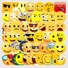 CajuArt 50 Adet Tekrarsız Emojiler  Pvc Sticker Süs 07