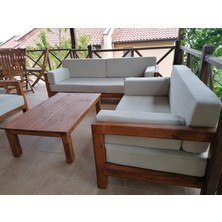 Odun's Bella 3+2+1 Bahçe Balkon Teras Ahşap Oturma Grubu