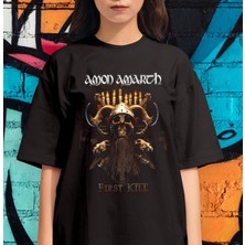 Bu Tshirt 'amon Amarth-Fırst Kıll' Temalı Ön Yüz Baskılı Oversize Tişört