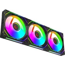 Rampage   Rampage Cyclops F30 45CFM 2000RPM 3X12CM Argb Fan AURA3P+4P 3in1 Aıo Tümleşik Siyah Kasa Fan Kiti