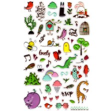 Limmy Sticker Kabartmalı Stiker Defter, Planlayıcı Etiket (LXK-015) - 22X14 cm - Hayvan ve Müzik