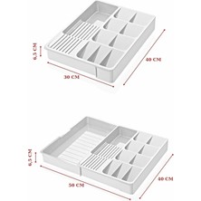 Open Home Maxi Ayarlanabilir Kayar Kızaklı Çekmece Içi Bıçaklık & Kaşıklık Beyaz