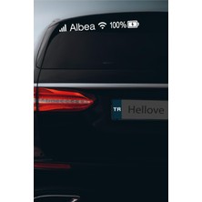 Hellove Fiat Albea Sticker Telefon Şarj Wifi Batarya Şebeke Cam Oto Sticker 40X4CM Beyaz Uyumlu