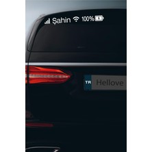 Hellove Tofaş Şahin Sticker Telefon Şarj Wifi Batarya Şebeke Cam Oto Sticker 40X4CM Beyaz Uyumlu