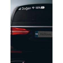 Hellove Tofaş Doğan Sticker Telefon Şarj Wifi Batarya Şebeke Cam Oto Sticker 40X4CM Beyaz Uyumlu