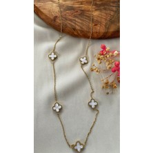 Güneş Accesory Çelik 70CM Beyaz Van Cleef Kolye