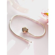 Keskin Gümüş 925 Ayar Gümüş Rodyumlu Zirkon Taşlı Charm Uyumlu Tutucu Taşıyıcı Trend Kadın Bileklik