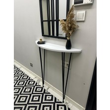 Pinhal Home Yarım Ay Oval Kenar Dresuar Beyaz 80CM Siyah Ayak
