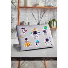 Uzay ve Astronot 2 Temalı Laptop Telefon Termos Kask Motor Ayakkabı Defter Ajanda Sticker Seti
