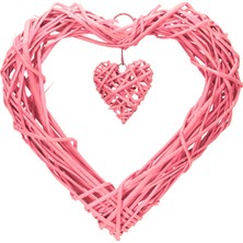 Kidspartim Hasır Kalp Süs Ortası Boş Pembe 35 cm