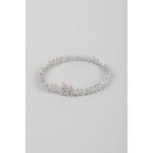 So CHIC Baget Çiçeği 18 Ayar Beyaz Altın Kaplama Gümüş Bileklik