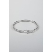 So CHIC Modern Tasarım 18 Ayar Beyaz Altın Kaplama Gümüş Kelepçe Bileklik