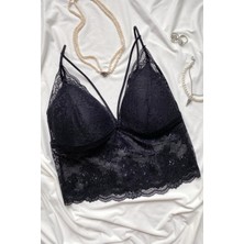 Femoods Kadın Siyah Dantelli Şık Bralet