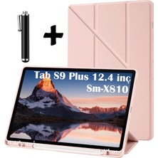 M.tk moveteck Samsung Galaxy Tab S9 Plus 12.4 SM-X810 Kılıf Kalem Bölmeli Standlı Pu Deri Yumuşak Silikon + Dokunmatik Kalem