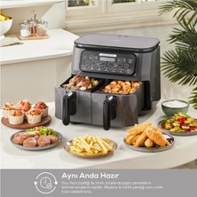 Karaca Air pro Cook Duo Tandır Xxxl 4+4 Litre Aırfryer Space Gray Black 8 Kişilik Fritöz