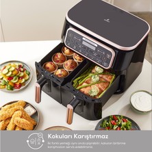 Karaca Air pro Cook Duo Tandır Xxxl 4+4 Litre Aırfryer Space Gray Black 8 Kişilik Fritöz