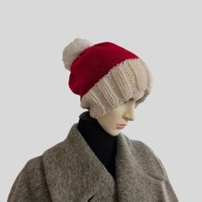 NV Sisters Kırmızı-Beyaz Örgü Kışlık Unisex Bere
