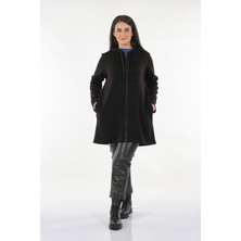 Tolga Saraçoğlu Oversize Kapüşonlu Midi Kadın Ceket - Günlük & Rahat