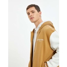 Koton Kolej Hırka Kapşonlu Renk Bloklu Cepli Işleme Detaylı - Koton - 4WAM50026MK - Deve Tüyü - S