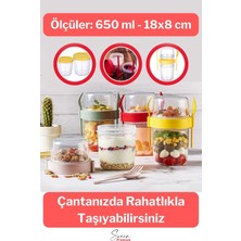 Svein Saklama Kabı Kapaklı Erzak Beslenme Çantası Detox Müsli Diyet Kabı Çok Renkli Container 650 ml