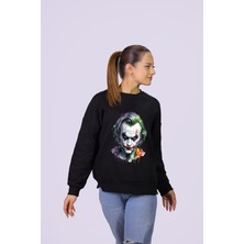 Hgm Collection Joker Temalı Özel Tasarım Crop Sweatshirt