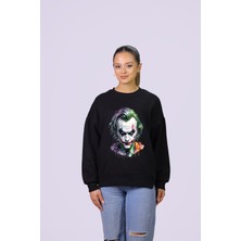 Hgm Collection Joker Temalı Özel Tasarım Crop Sweatshirt