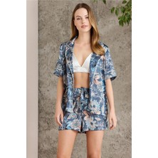 Pierre Cardin 1210 Çiçek Desenli Pijama 3 Parça Set