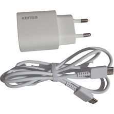 Kensa 3.0A 25W Type-C Şarj Başlığı Hızlı Şarj Quick Şarj Özellikli Şarj Aleti Adaptörü + Kablo Seti Orjinal 25 Watt Beyaz