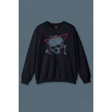 So Cool Lacivert Sweatshirt Skull Kuru Kafa Urban Street Culture Minimal Baskılı Unisex Sweat