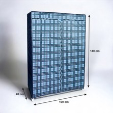 Asudehome Ev Gereçleri Bez Dolap Çelik Profilli 100 cm Askı Portatif Dolap Ekose