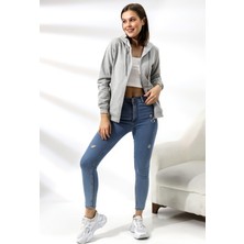 Flyboard Şardonlu Fermuarlı Kapüşonlu Sweatshirt 19116 Grimelanj