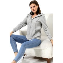 Flyboard Şardonlu Fermuarlı Kapüşonlu Sweatshirt 19116 Grimelanj