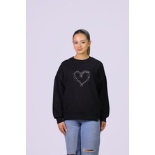 Hgm Collection Kalp Temalı Özel Tasarım Crop Sweatshirt