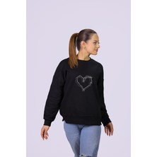 Hgm Collection Kalp Temalı Özel Tasarım Crop Sweatshirt