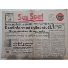 Gökçe Koleksiyon Son Saat Gazetesi 27 Haziran  1948 - Istanbul  Gazozsuz Mu Bırakılacak?   GZ71602