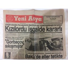 Gökçe Koleksiyon Yeni Asya Gazetesi 25 Ocak 1990 - Baküde Eller Tetikte  GZ72988