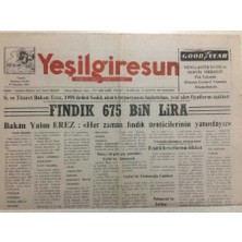 Gökçe Koleksiyon Yeşil Giresun Gazetesi  20 Ağustos 1998 - Fındık 675 Bin Lira  GZ34448