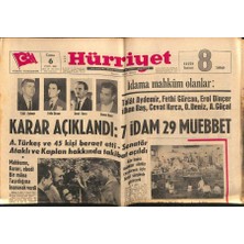 Gökçe Koleksiyon Hürriyet Gazetesi 6 Eylül 1963 - A. Türkeş ve 45 Kişi Beraet Etti . Senatör Ataklı ve Kaplan Hakkında Takibat Açıldı  GZ72007