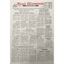 Gökçe Koleksiyon Yeni Giresun Gazetesi 24 Ağustos 1994GIRESUN Belediyesi Yaz Etkinlikleri Sünnet Şölenine Başvuru Yarın Son GZ30001
