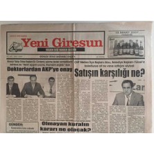 Gökçe Koleksiyon Yeni Giresun Gazetesi 15 Mart 2007 - Tmo Üreticiyi Zora Soktu    GZ31158