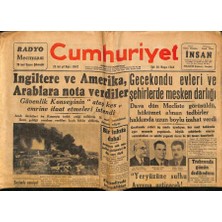 Gökçe Koleksiyon Cumhuriyet Gazetesi 25 Mayıs 1948 - Ingiltere ve Amerika , Arablara Nota Verdiler  GZ69710