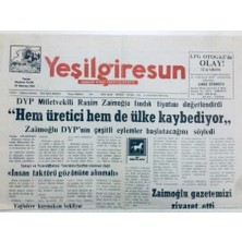 Gökçe Koleksiyon Yeşil Giresun Gazetesi 22 Ağustos 2000 - Hem Üretici Hem Ülke Kaybediyor  GZ41075