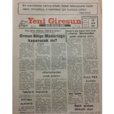 Gökçe Koleksiyon Yeni Giresun Gazetesi 12 Ekim 1994 - Orman Bölge Müdürlüğü Kapanacak Mı?  GZ34875
