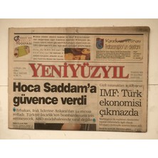 Gökçe Koleksiyon Yeni Yüzyıl Gazetesi  13 Eylül 1996 -  Hoca Saddam A Güvence Verdi GZ5430