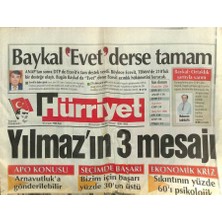 Gökçe Koleksiyon Hürriyet Gazetesi 15 Aralık 1998 - Mesut Yılmazın 3 Mesajı  GZ101187