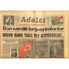 Gökçe Koleksiyon Adalet Gazetesi 9 Ağustos 1965 - Inönü ve Menderesin Büyük Hamlesi GZ109254