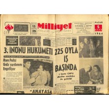 Gökçe Koleksiyon Milliyet Halk Gazetesi 5 Ocak 1964 - 3.inönü Hükümeti 225 Oyla Iş Başında  GZ91553
