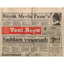 Gökçe Koleksiyon Yeni Asya Gazetesi 24 Ekim 1990 - Saddam Yumuşadı, Başörtülünü Gözü Mecliste  GZ104380